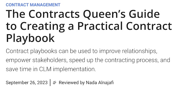 Free Bonus Content: The Contracts Queen’s Guide to Creating a Contract Playbook