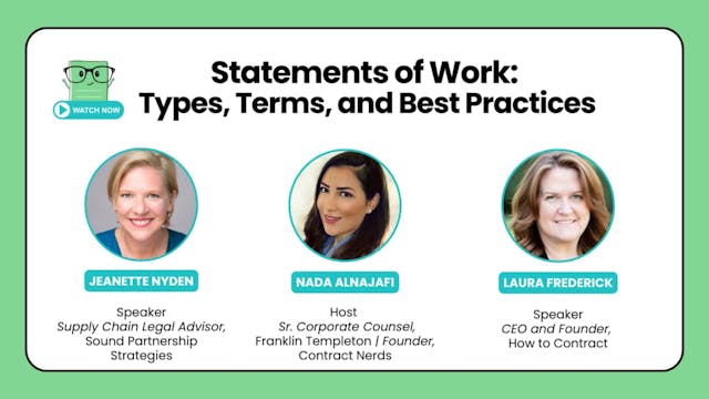 Recording: Statements of Work: Types, Terms, and Best Practices