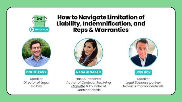 Navigate LoL, Indemnification, & Reps & Warranties