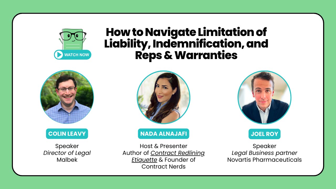 Navigate LoL, Indemnification, & Reps & Warranties