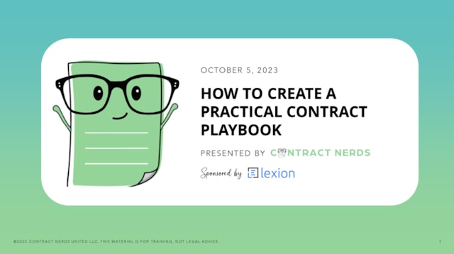Materials: How to Create a Practical Contract Playbook