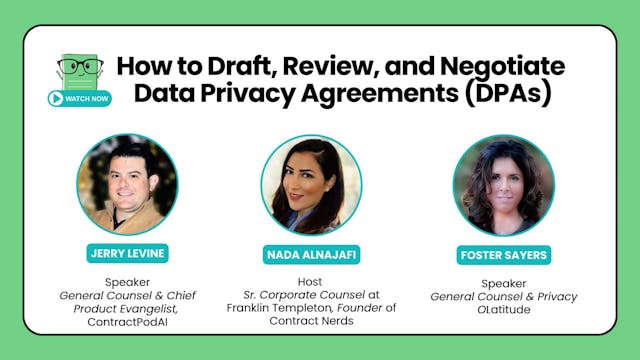 Recording: How to Draft, Review, and Negotiate Data Privacy Agreements (DPAs)