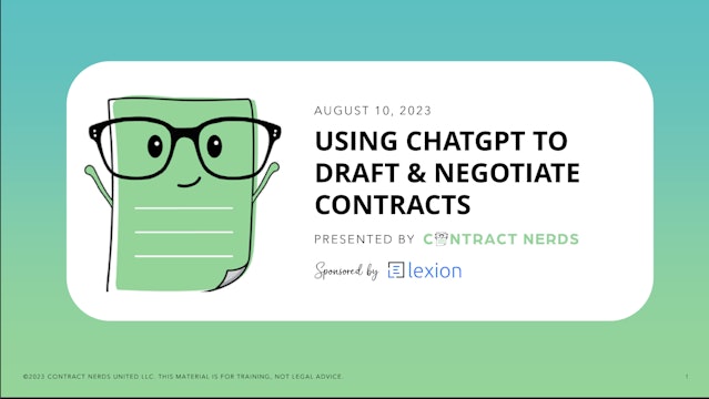 Materials: Using Chat GPT to Draft and Negotiate Contracts