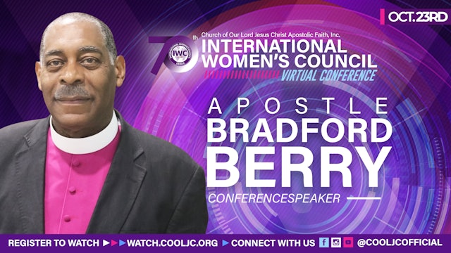 Join Apostle Bradford Berry for Evening worship and an Inspirational message