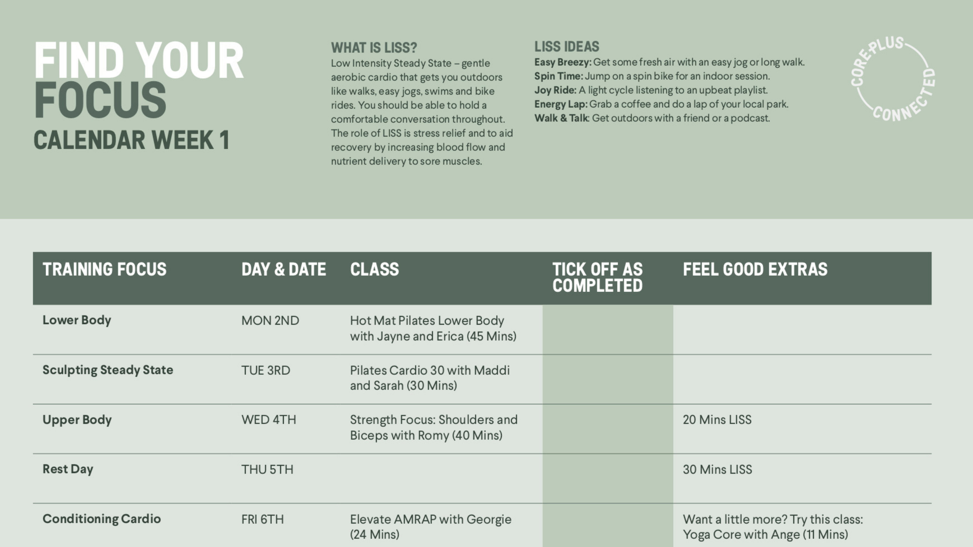 Week 1 Focus Calendar - A4