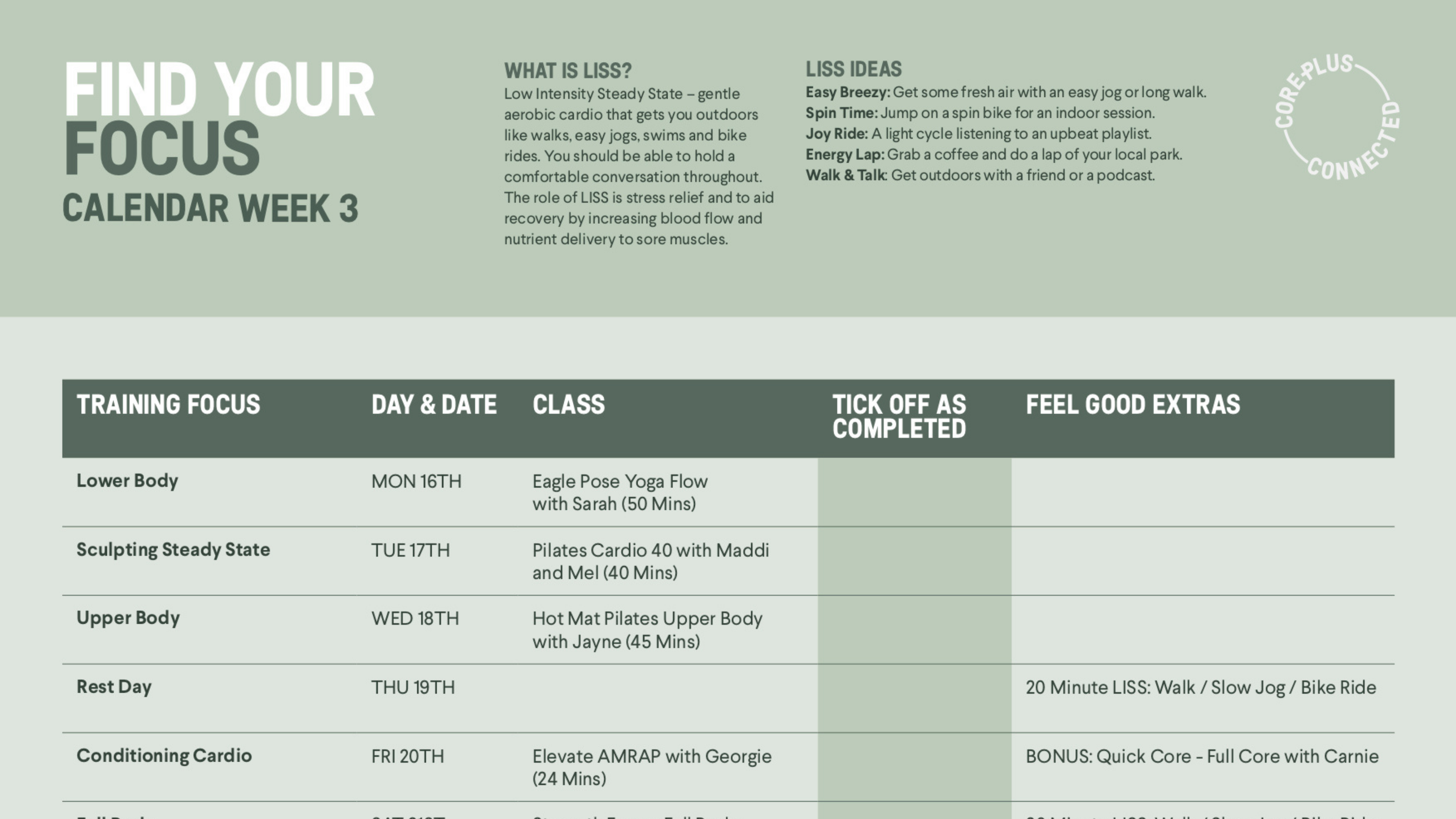 Week 3 Focus Calendar - A4