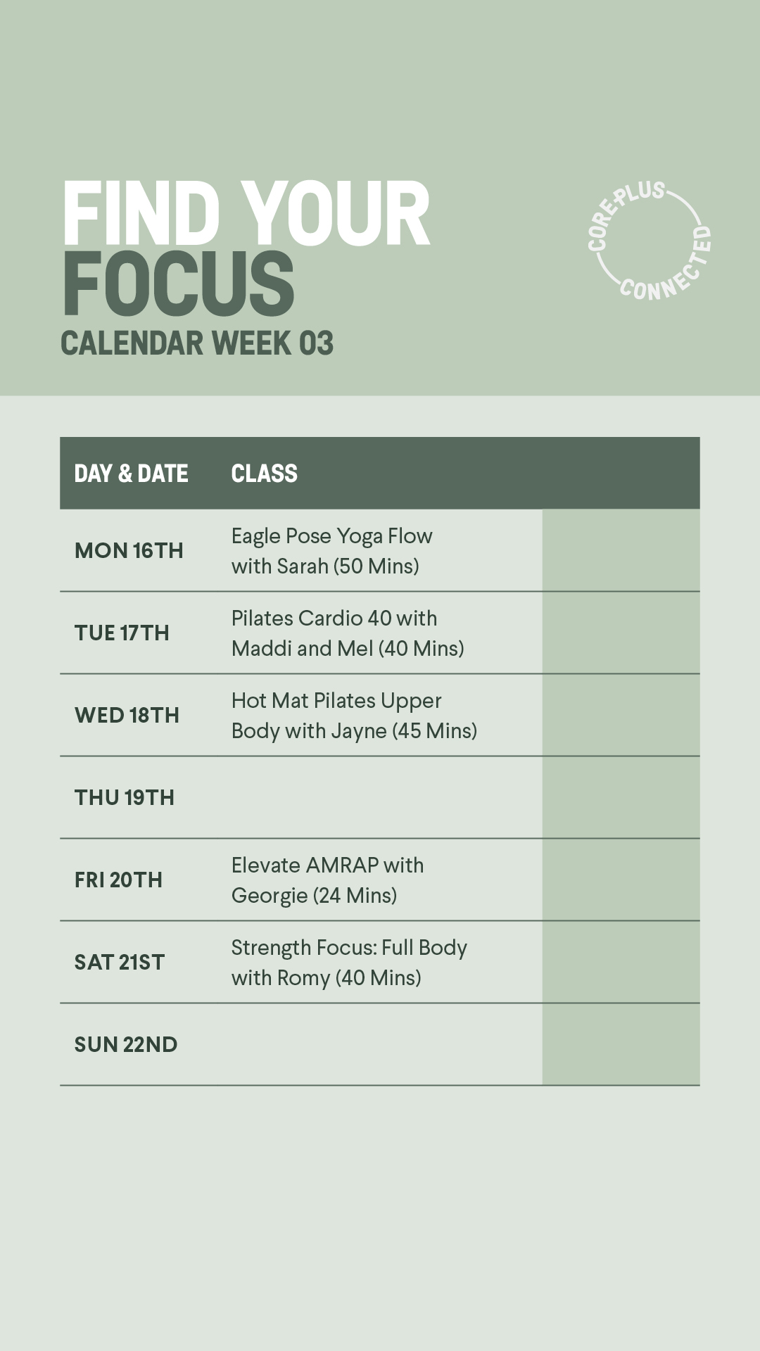 Week 3 Focus Calendar - Instagram Story