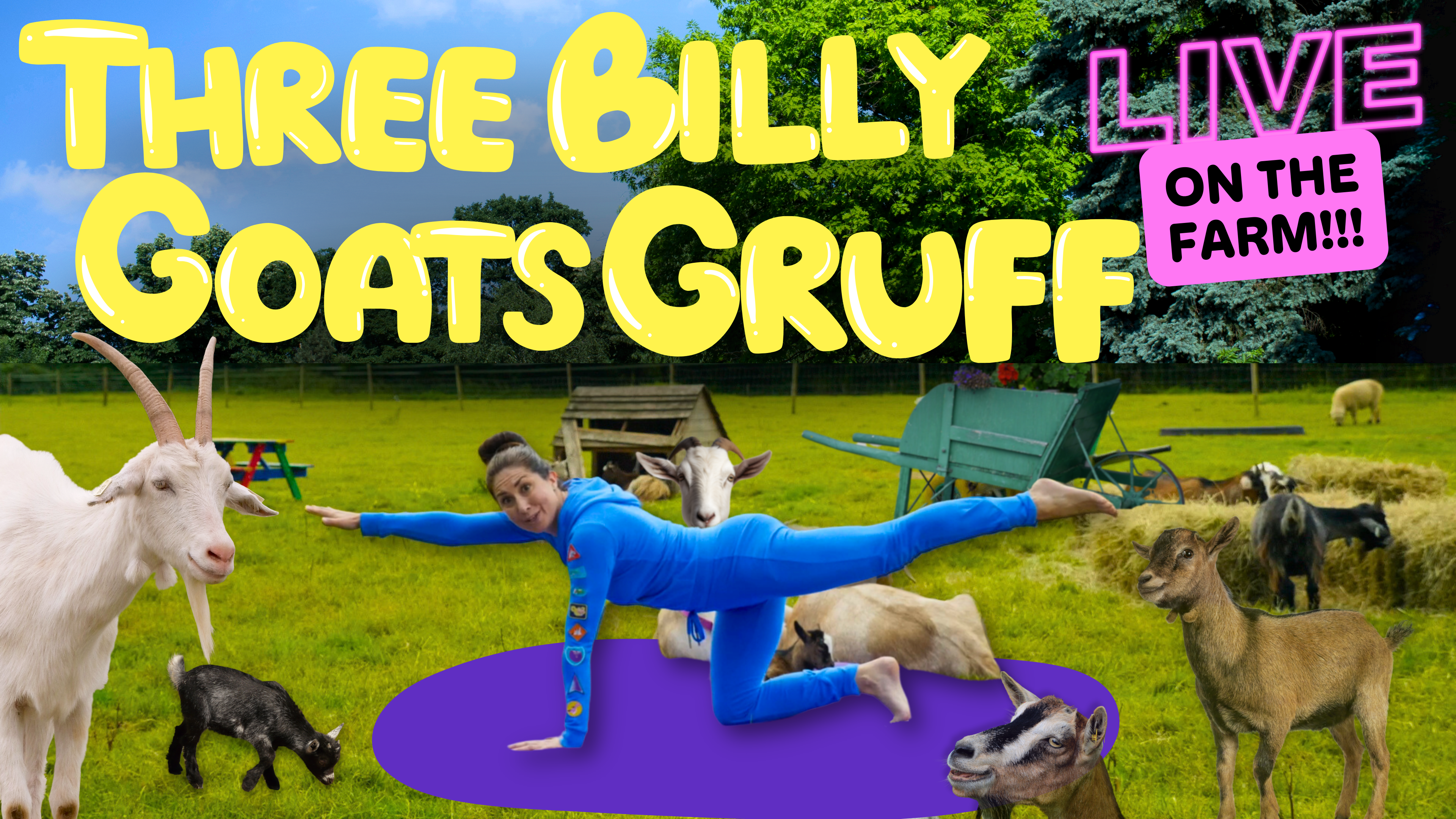 Yoga With Goats! 3 Billy Goats Gruff (Live) | Yoga Adventure!