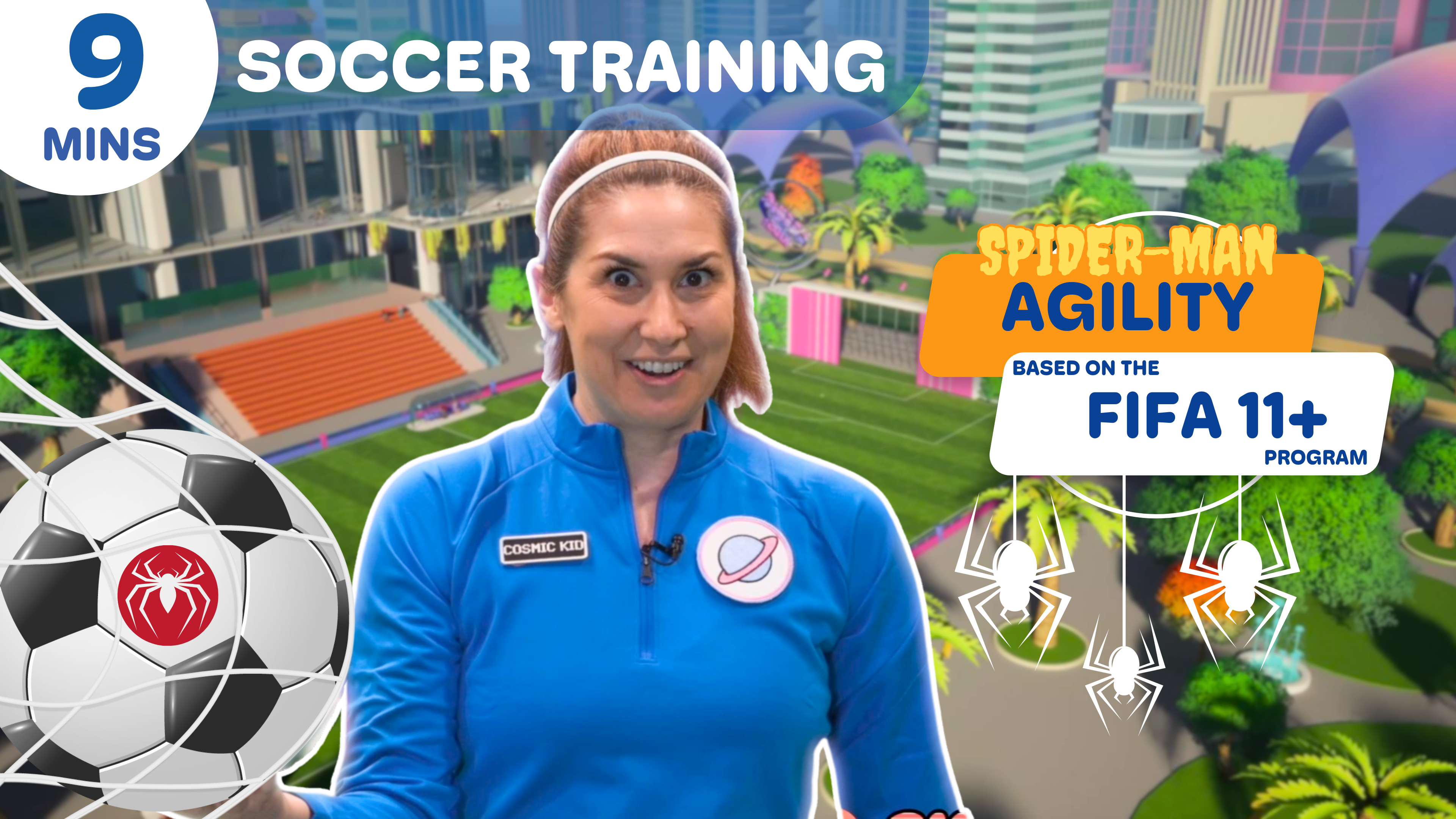 9 Minute Spiderman Agility Soccer Training for Kids! | Cosmic Kids Sports