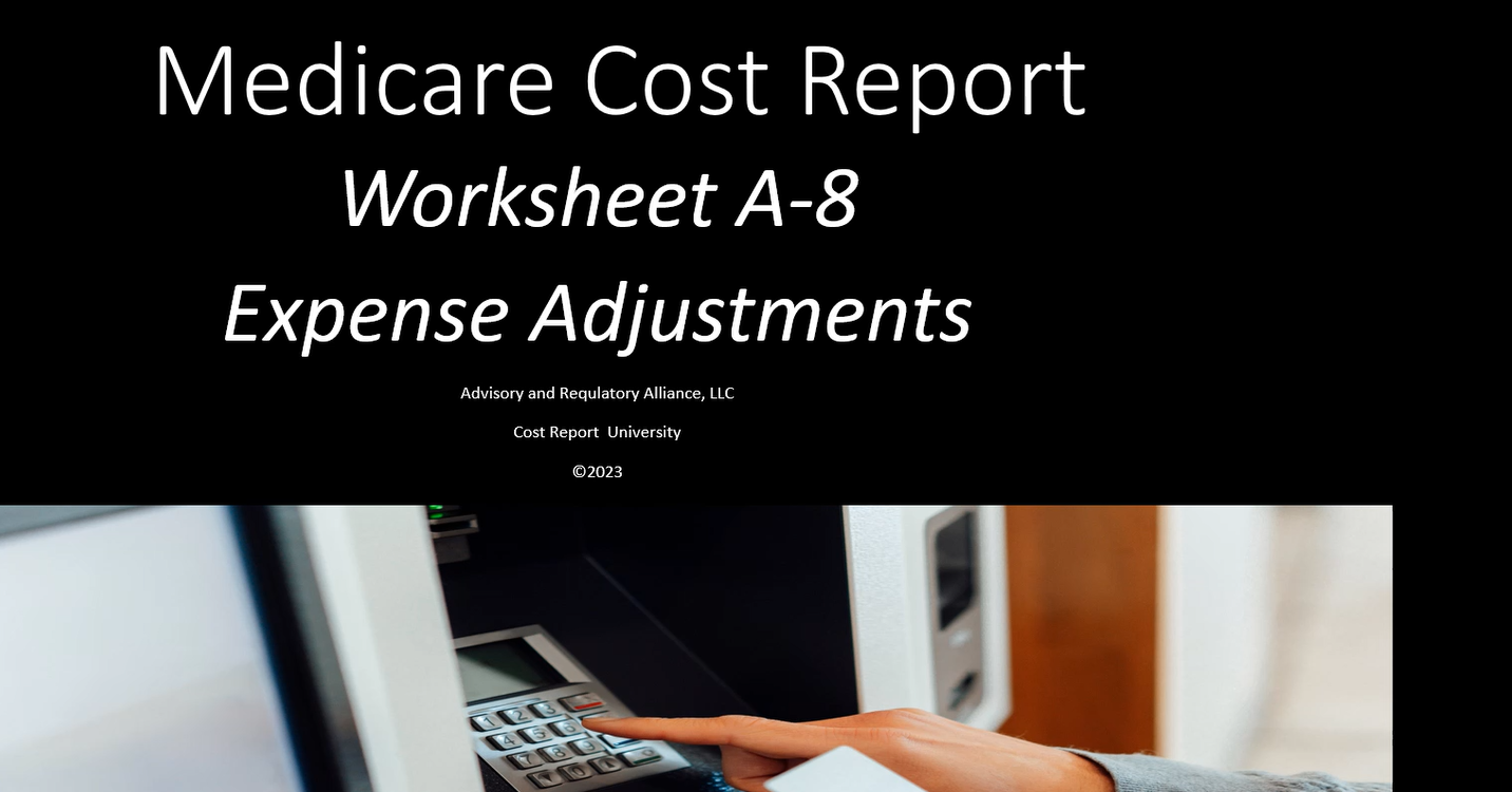 Cost Report 103 - Worksheet A-8 - Cost Report University