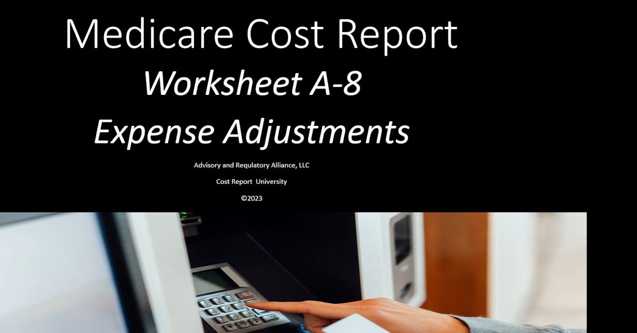  Cost Report 103 - Worksheet A-8