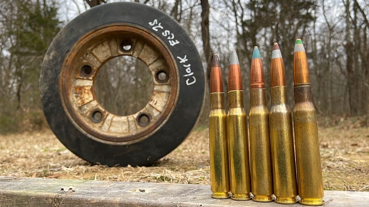 50 Cal vs Forklift Wheel !!!