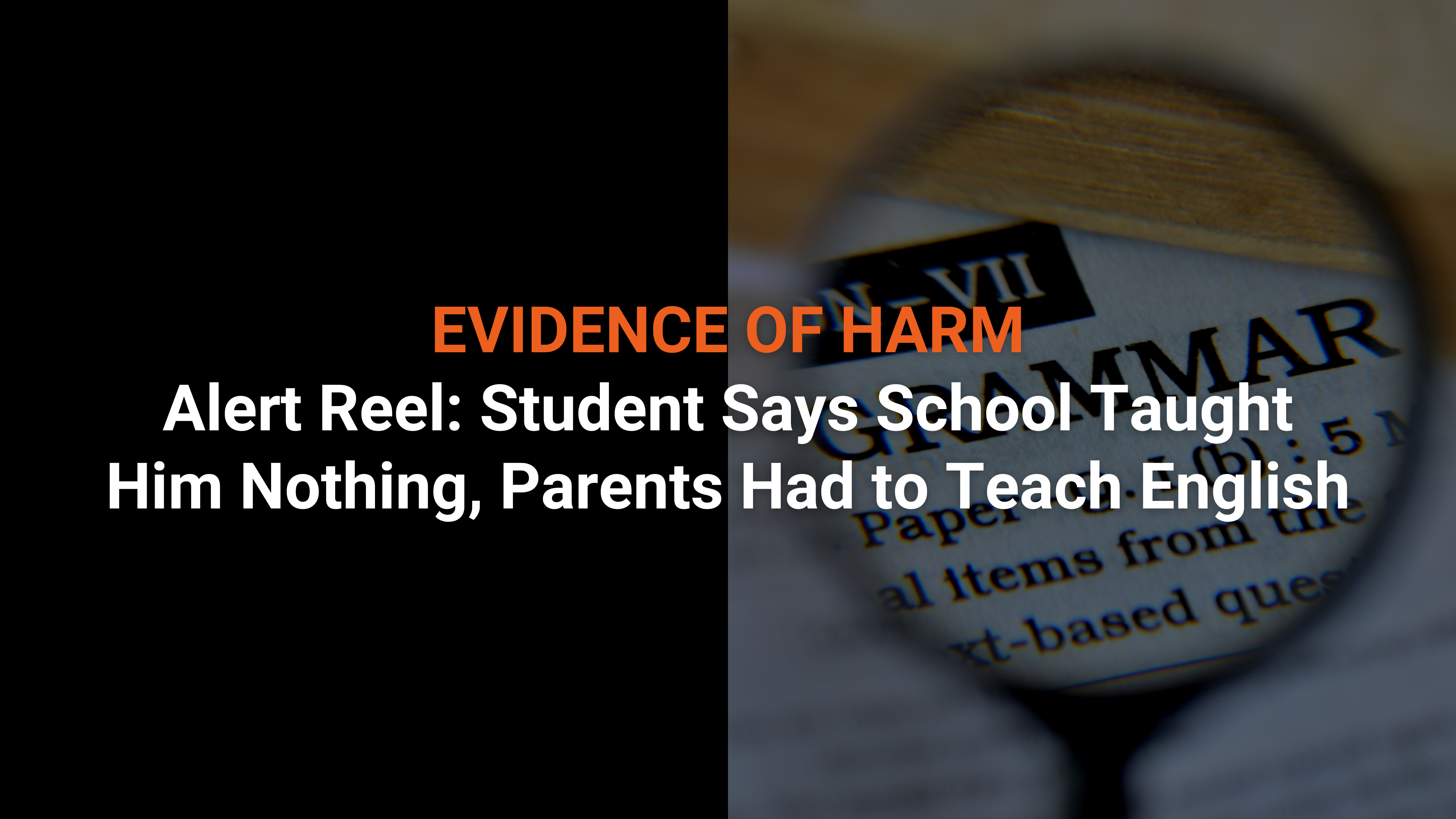 Alert Reel: Student Says School Taught Him Nothing, Parents Had to Teach English