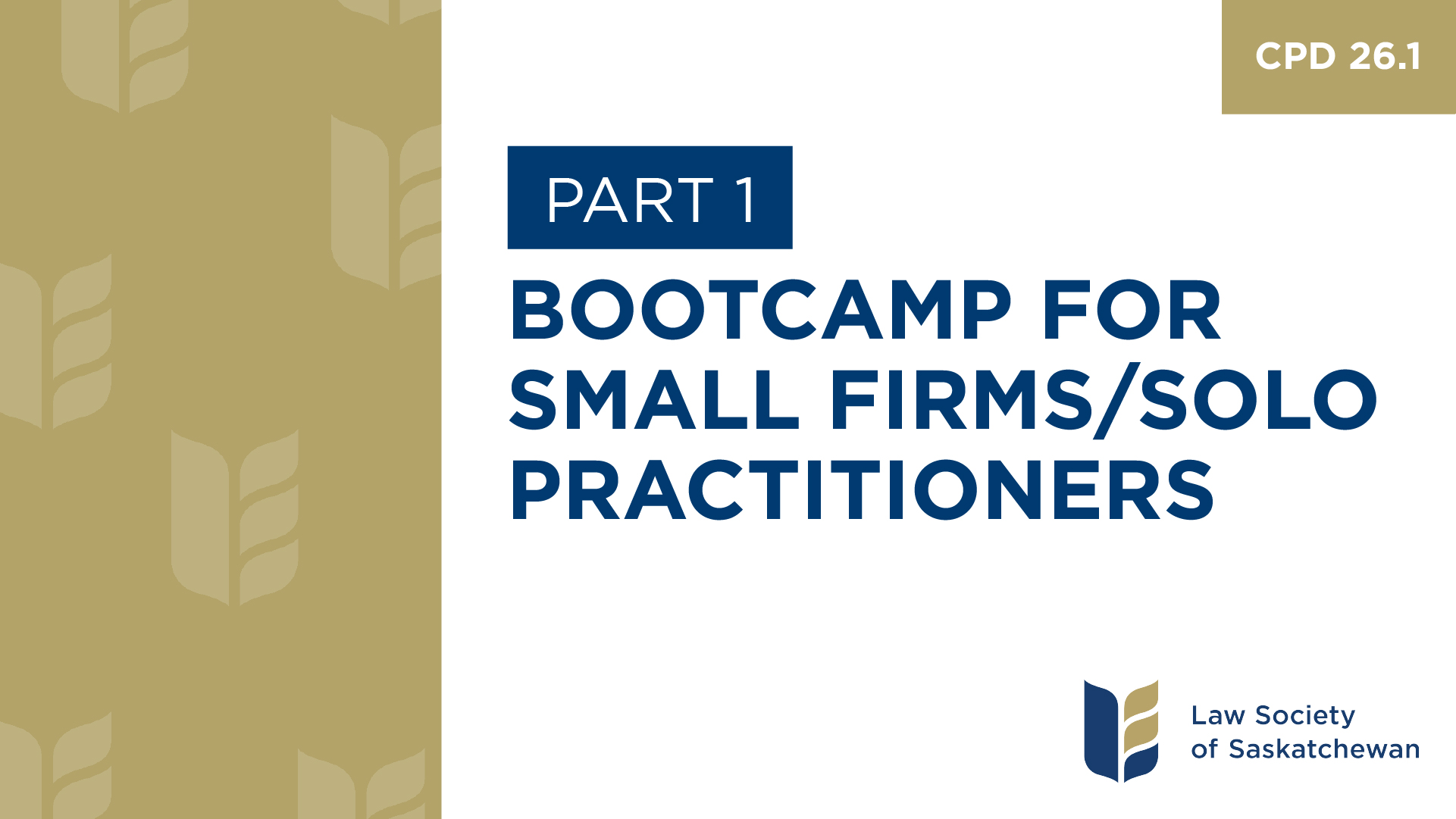 CPD 26 - Bootcamp for Small Firms & Sole Practitioners (Part 1)