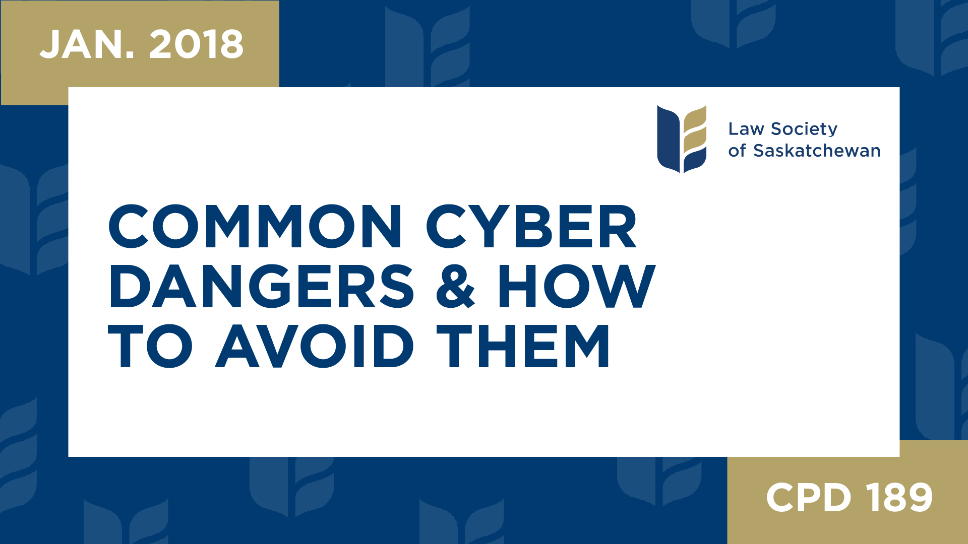 CPD 189 - Common Cyber Dangers and How to Avoid Them (Jan 17, 2018)