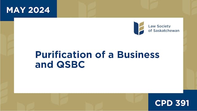 CPD 391 – Purification of a Business ...