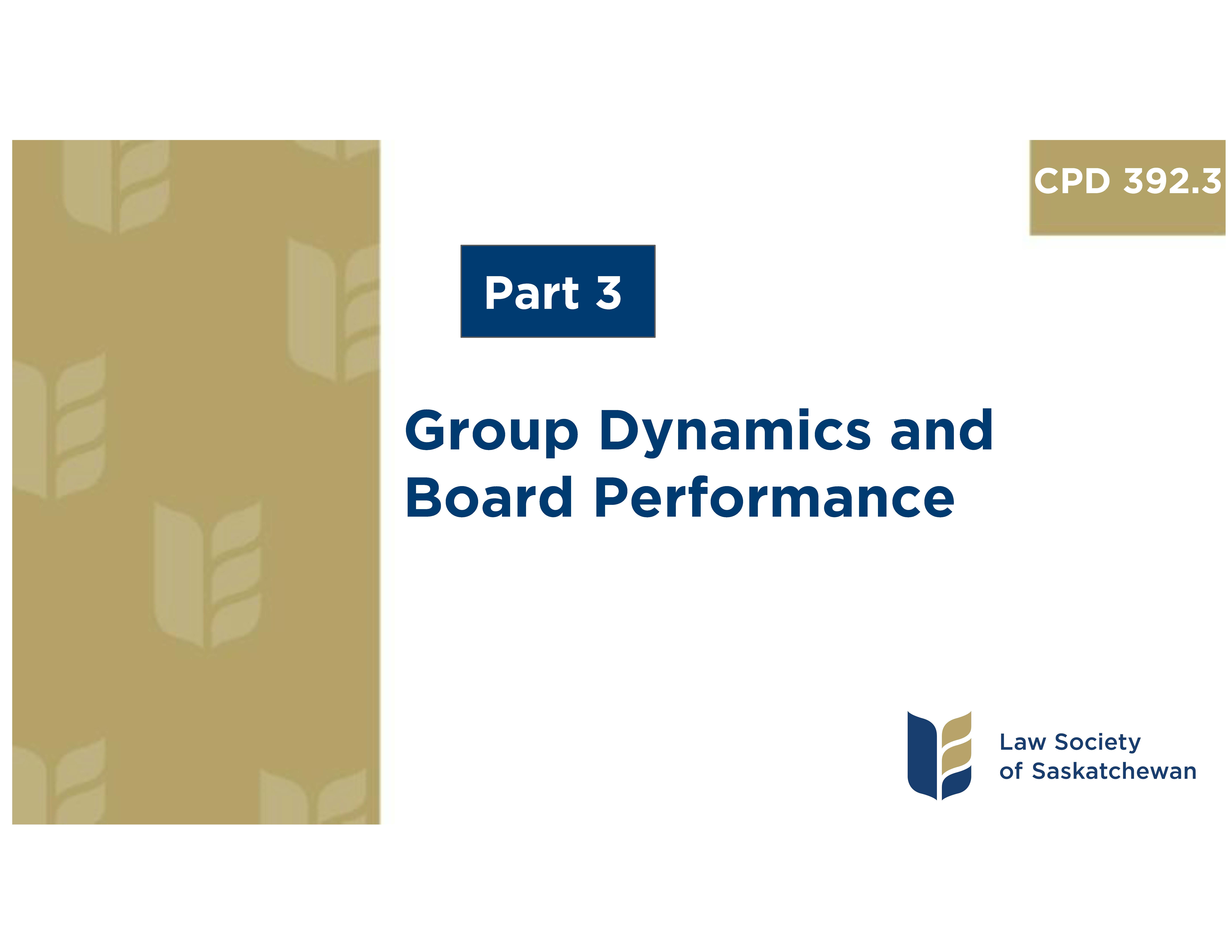 CPD 392.3 - Group Dynamics and Board Performance