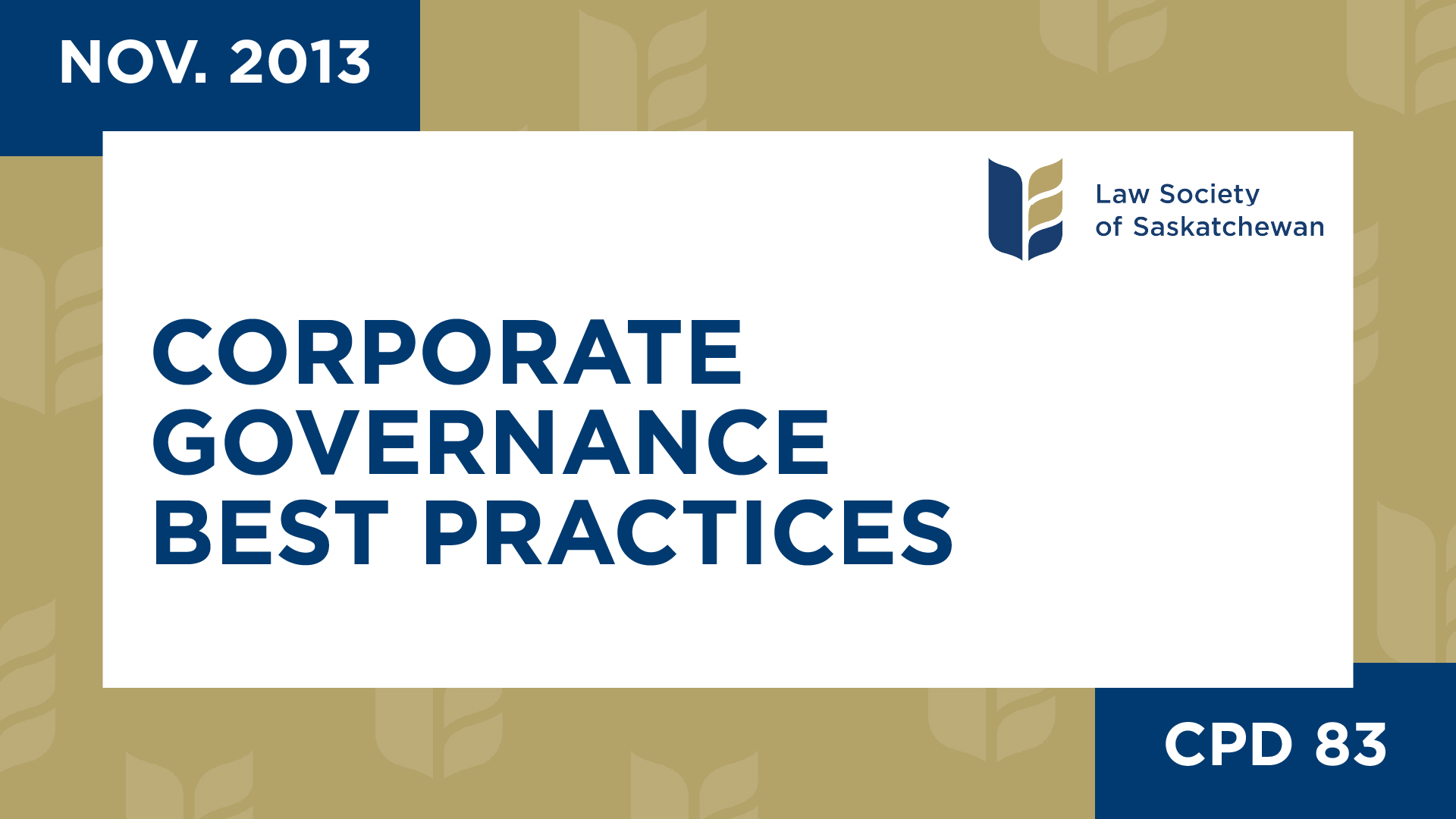 CPD 83 - Corp Governance Best Practices Taking Minutes Board mtgs (Nov 19, 2013)
