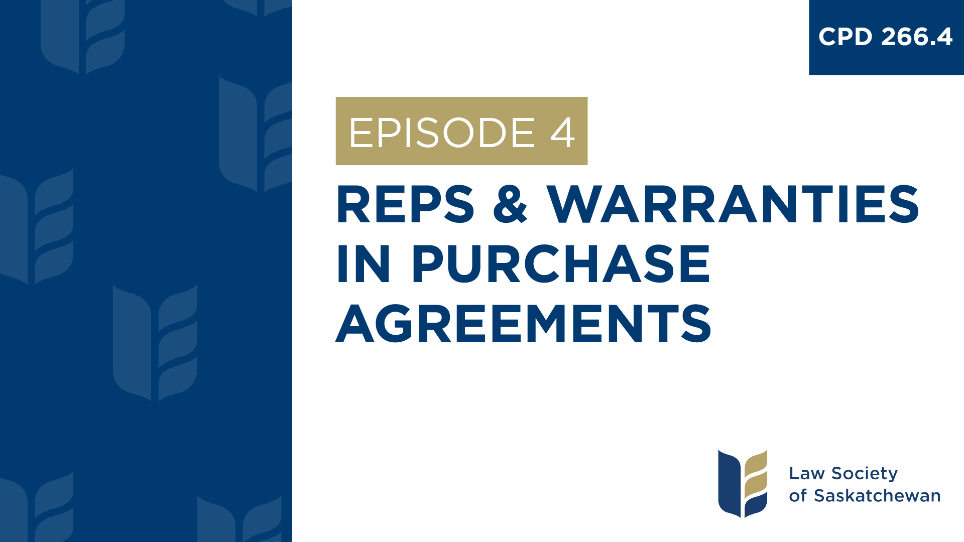 [E4] Reps And Warranties In Purchase Agreements (CPD 266.4) - CPD 266 ...