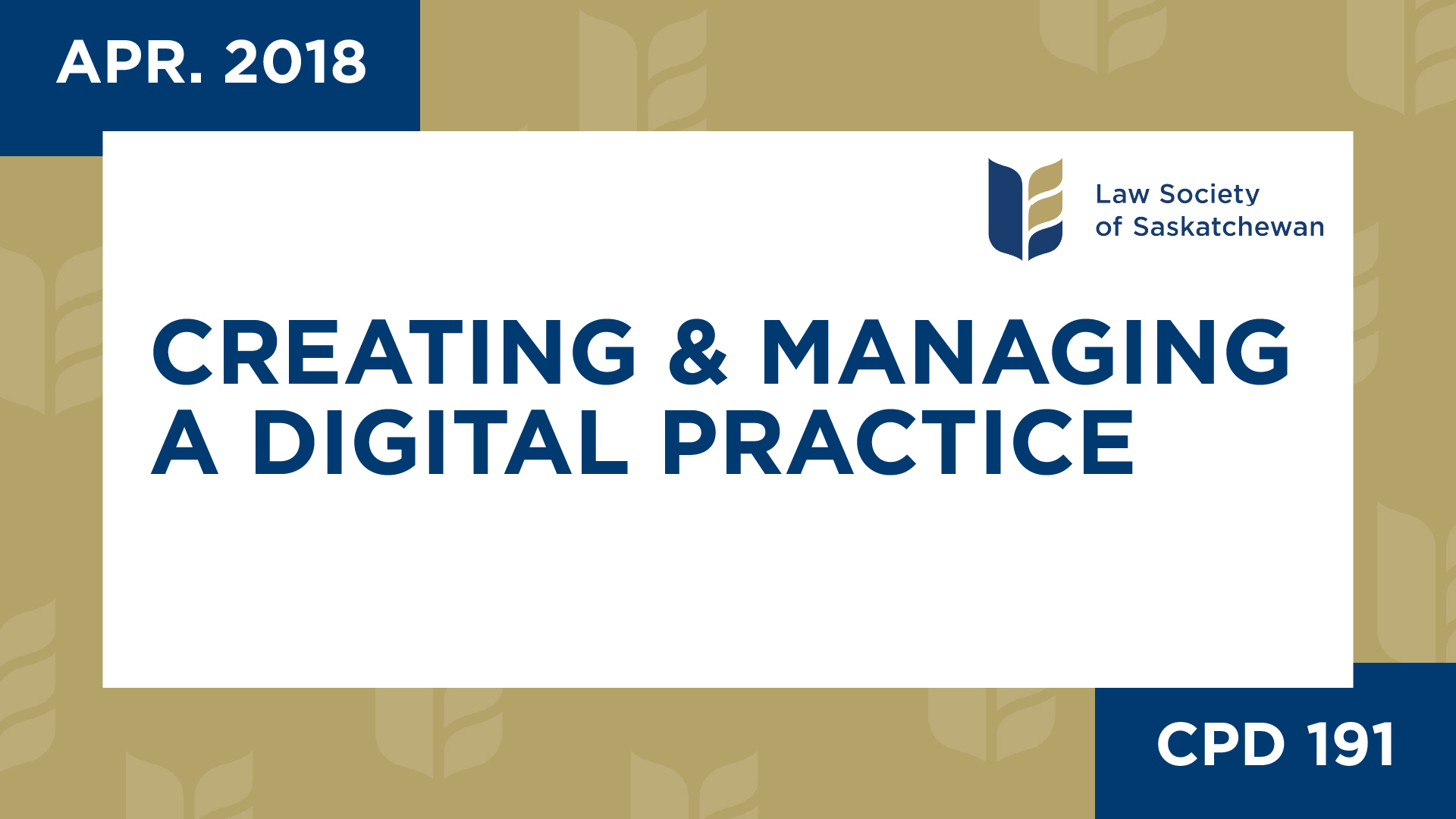 CPD 191 - Creating and Managing a Digital Practice