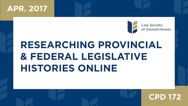 CPD 172 - Researching Provincial and ...
