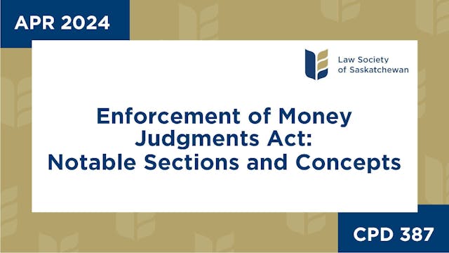 CPD 387 - Enforcement of Money Judgme...