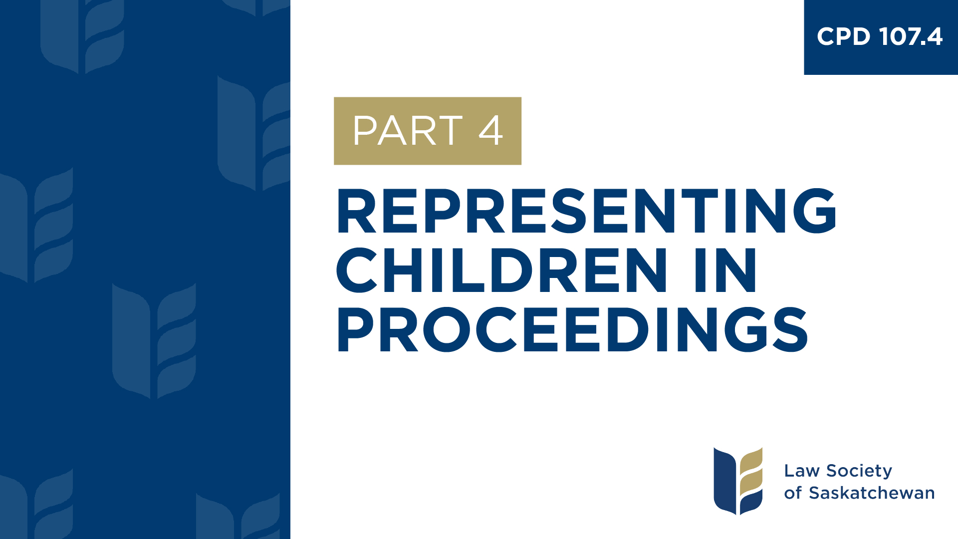 CPD 107 - Representing Children & Youth in Protection Proceedings (Part 4)
