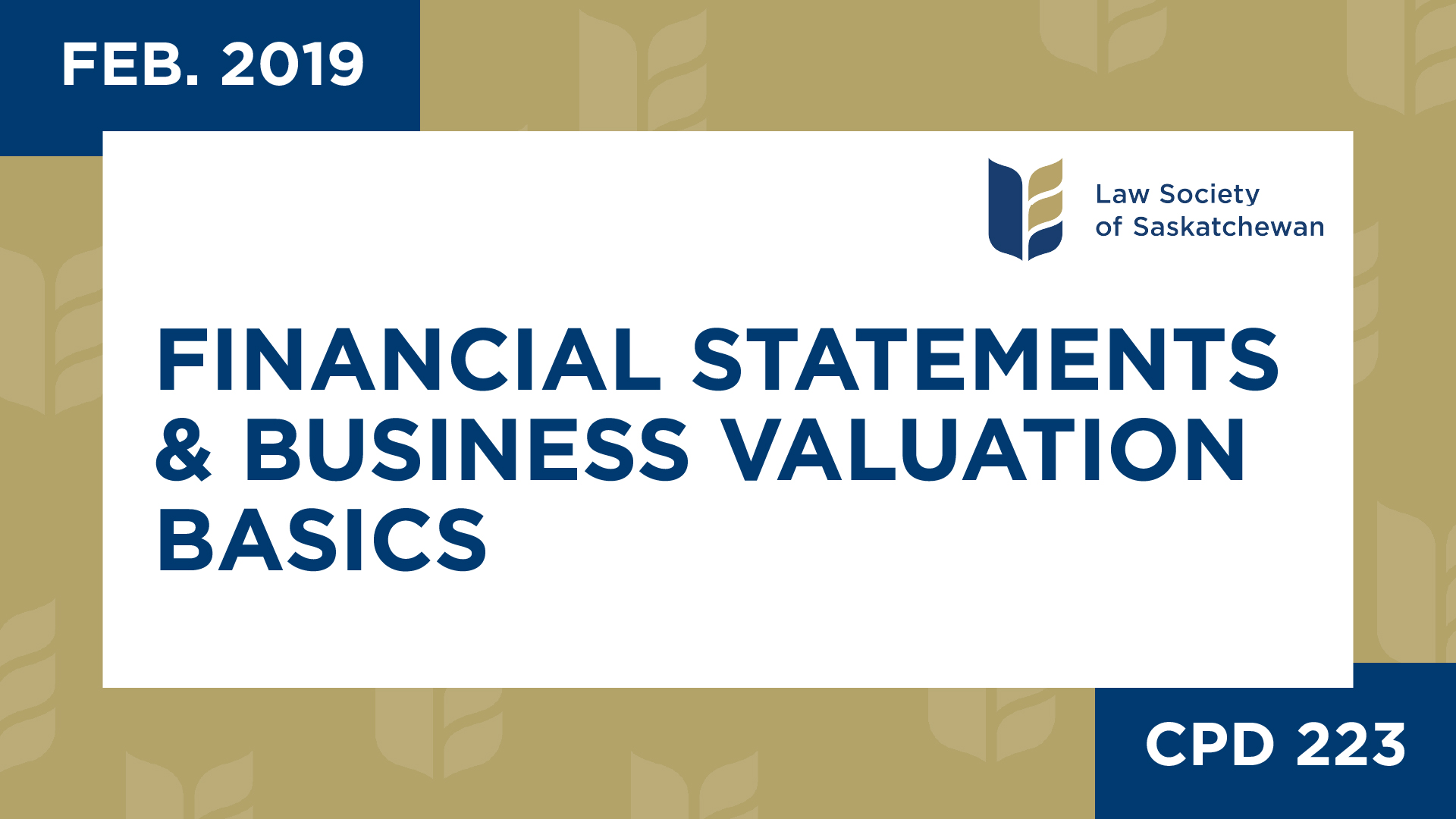 CPD 223 - Financial Statements & Business Valuation Basics