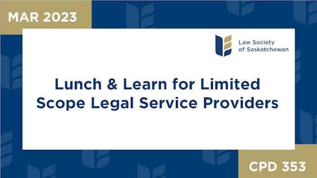 CPD 353 - Lunch & Learn for Limited Scope Legal Service Providers
