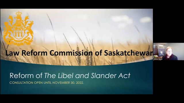 CPD 339 - Law Reform Commission of Saskatchewan Consultation on Reform of The Libel and Slander Act