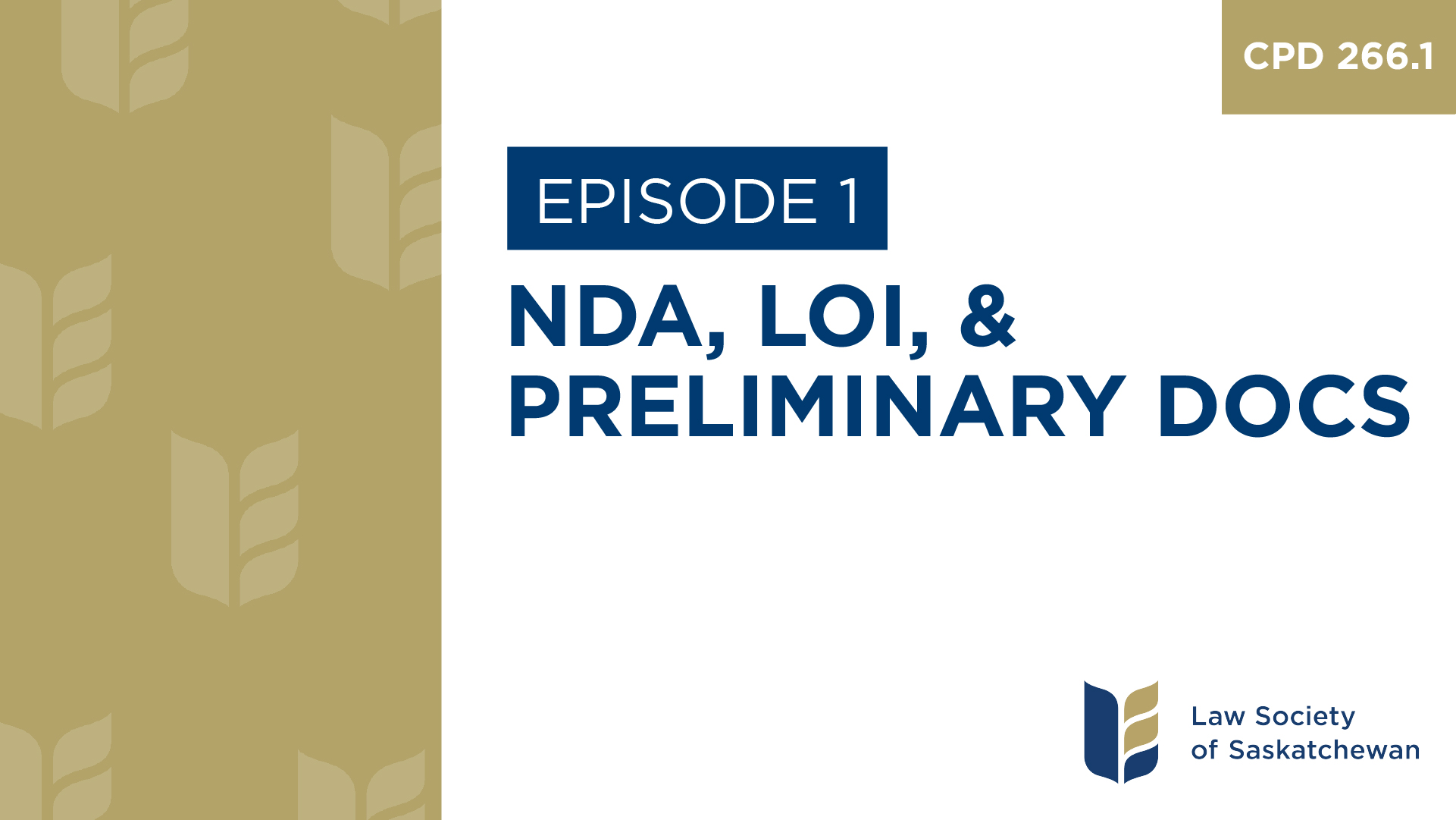 [E1] NDA, LOI, and Preliminary Docs (CPD 266.1)