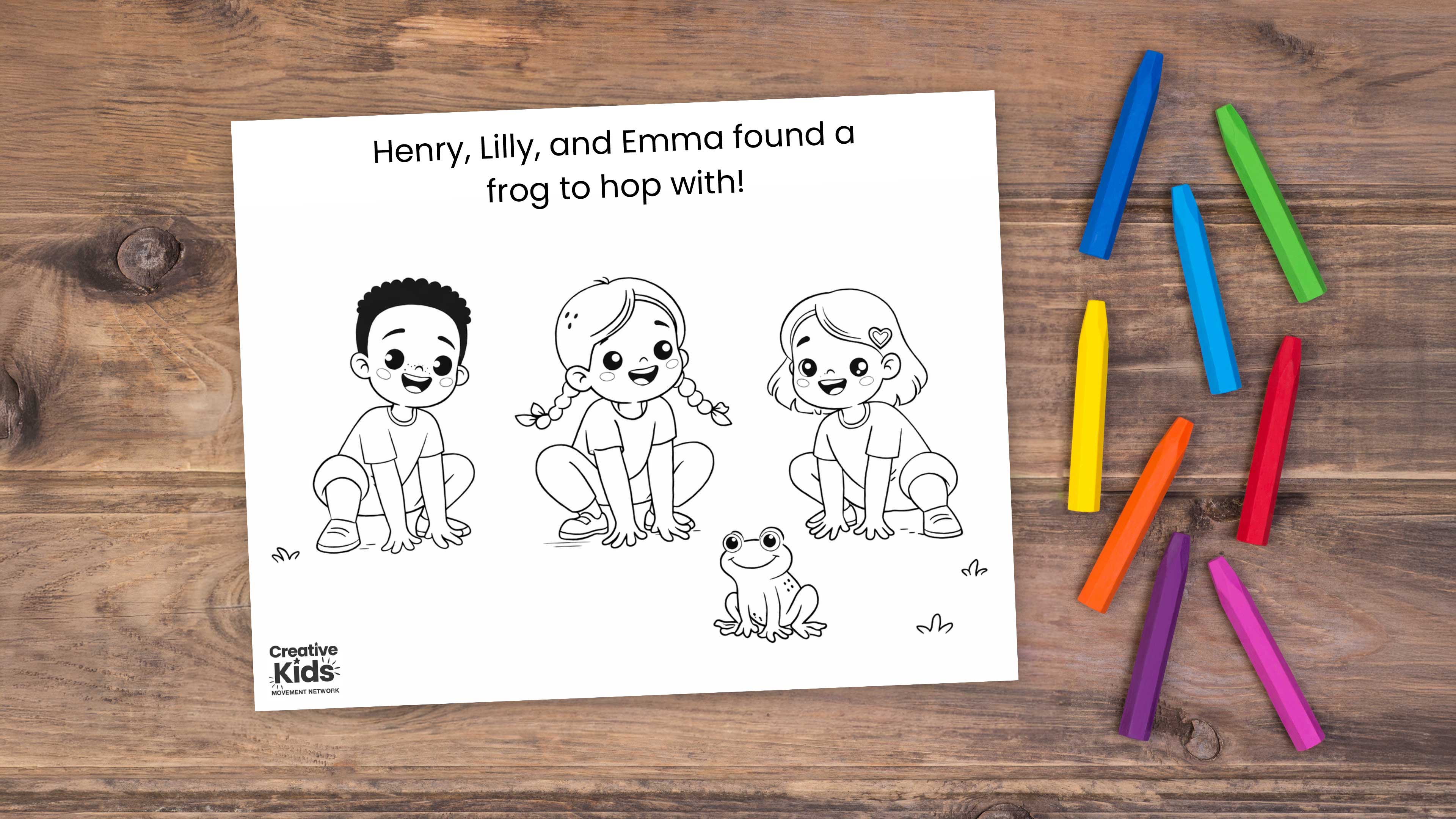 Henry, Lilly, and Emma found a frog to hop with!