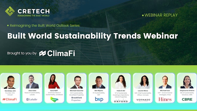 Built World Sustainability Trends Webinar Brought to you by ClimaFi