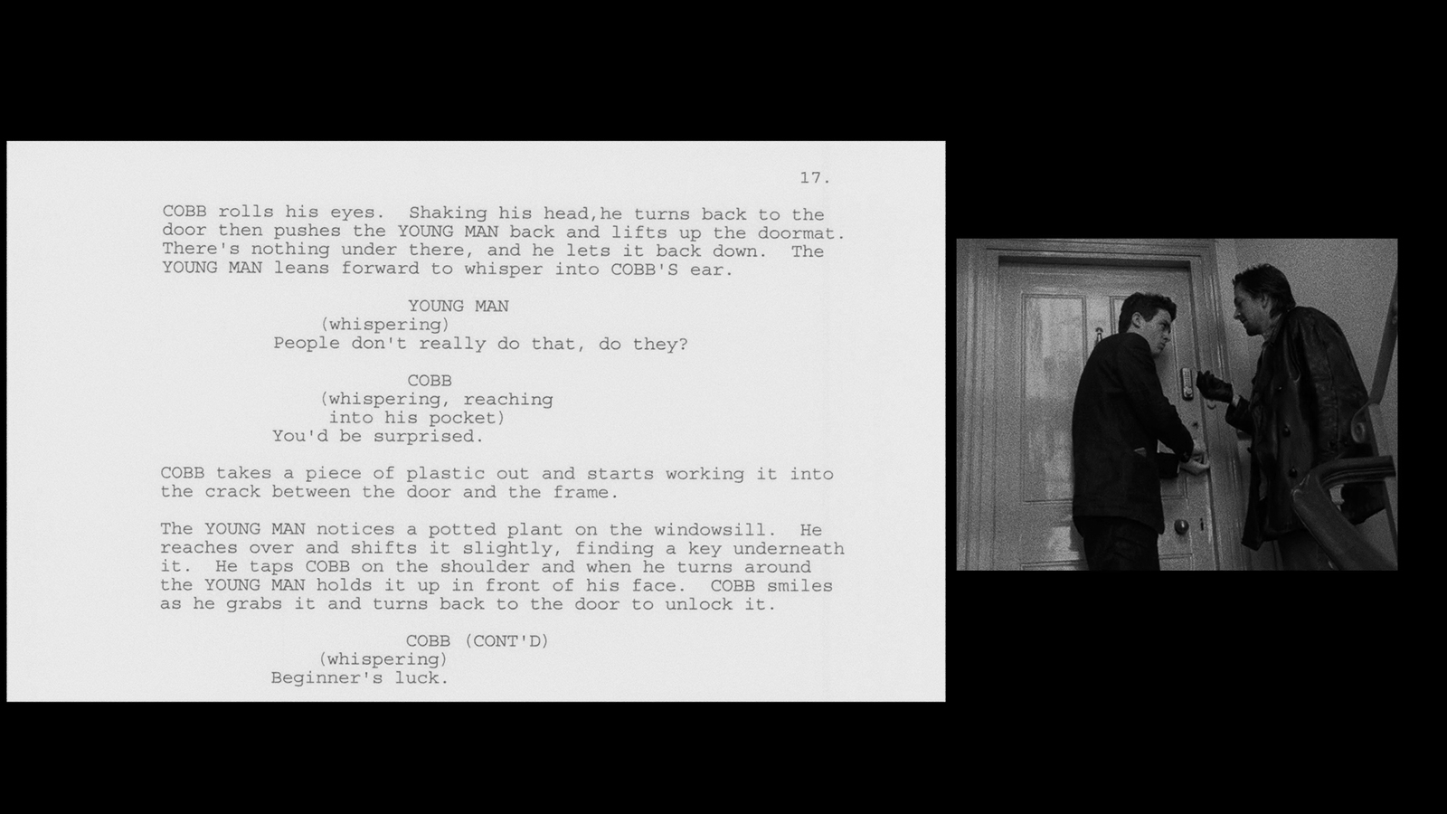 FOLLOWING Script to Film: First Break-In