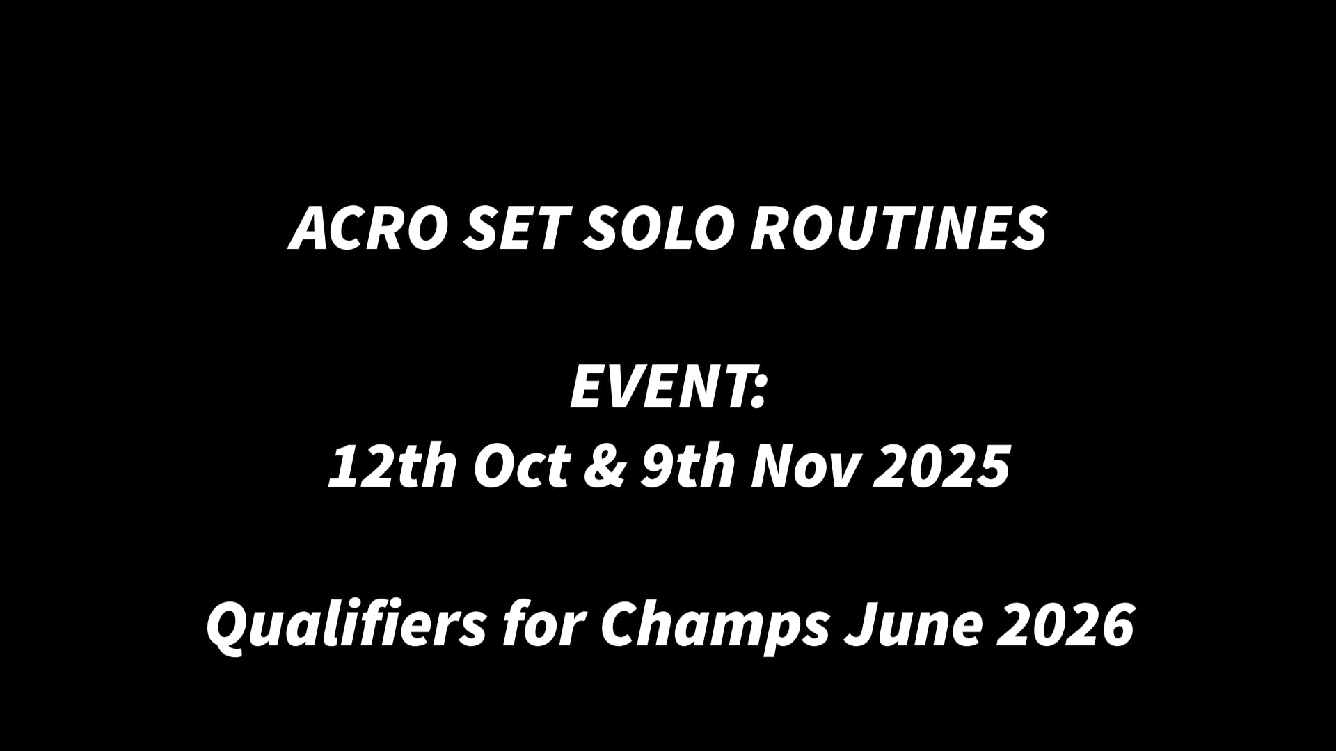 Acro set solo  Intermediate - 12th Oct and 9th November 2025