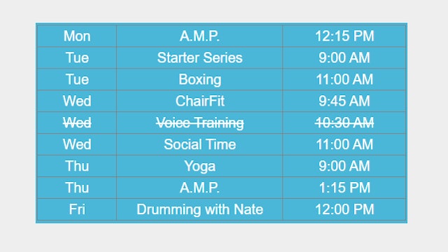 Live Workout Schedule