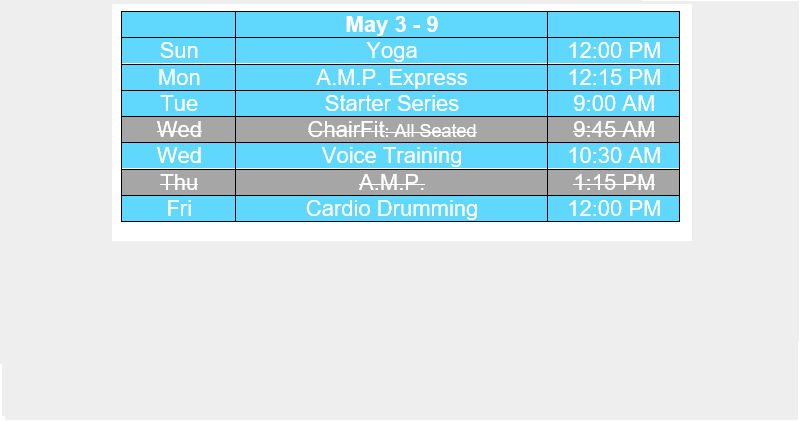 Live Workout Schedule