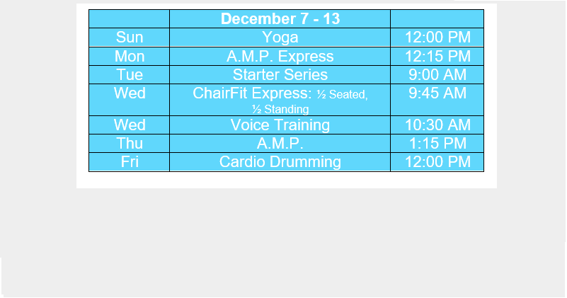 Live Workout Schedule