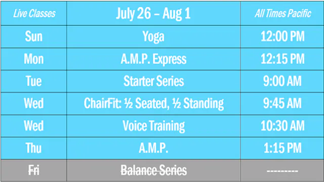 Live Workout Schedule