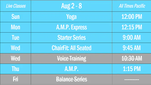 Live Workout Schedule