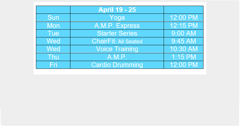 Live Workout Schedule