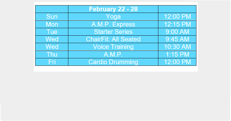 Live Workout Schedule