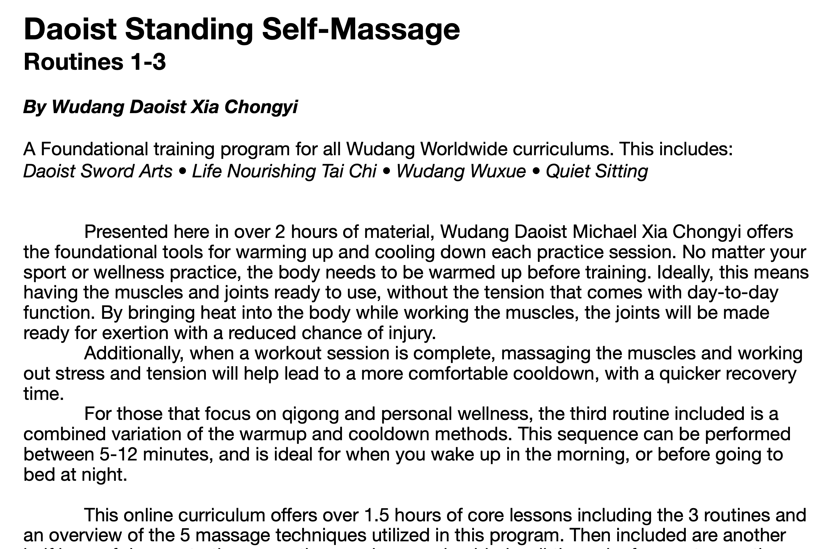 Daoist Standing Self-Massage (Routines 1-3) Overview