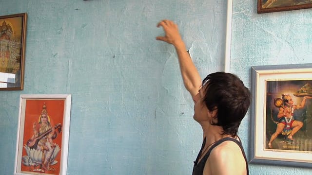 Pincha Mayurasana Use wall to find central axis