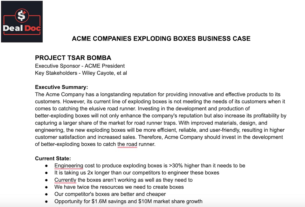 Business Case Template