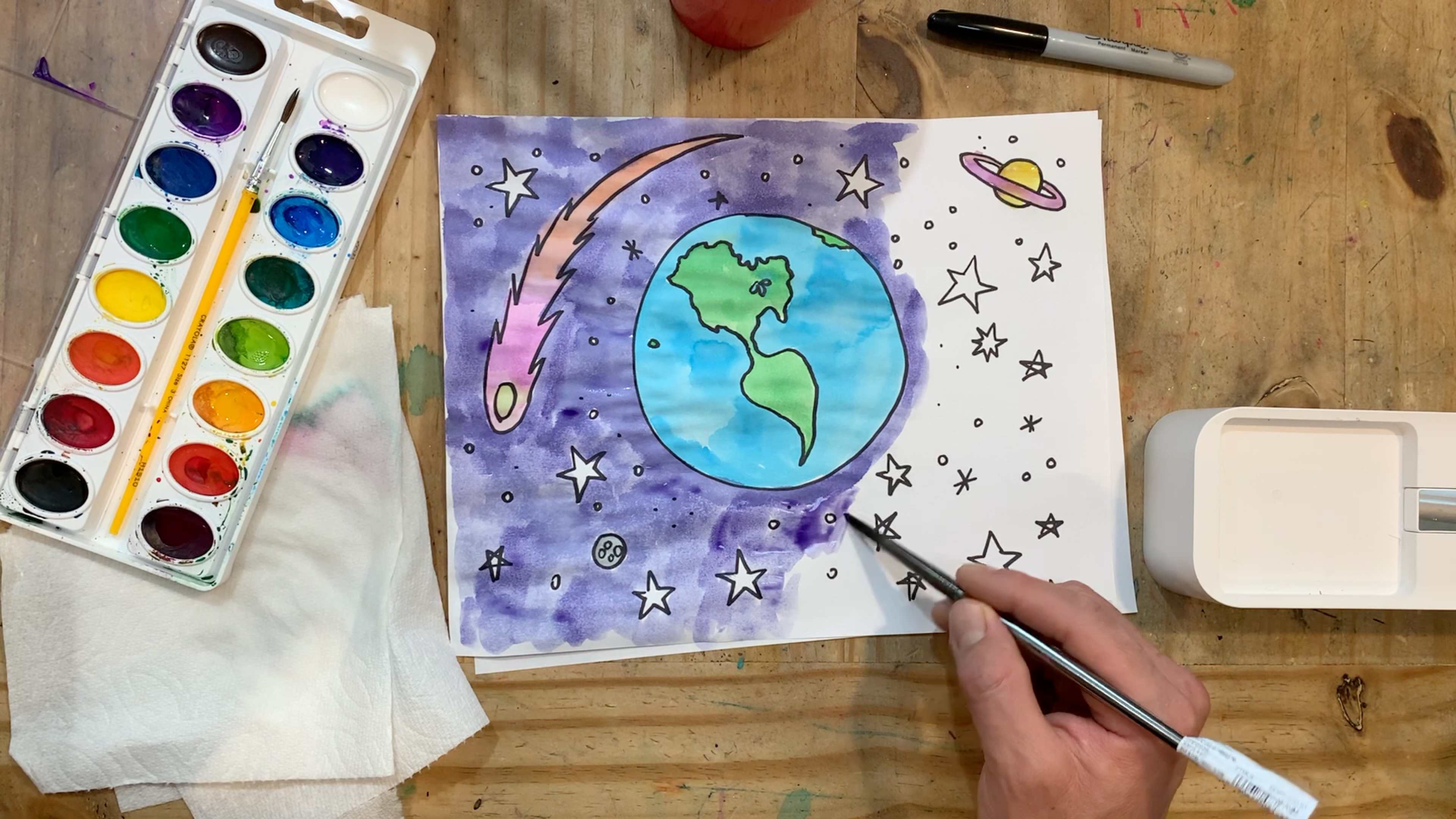 Earth & Space Watercolor
