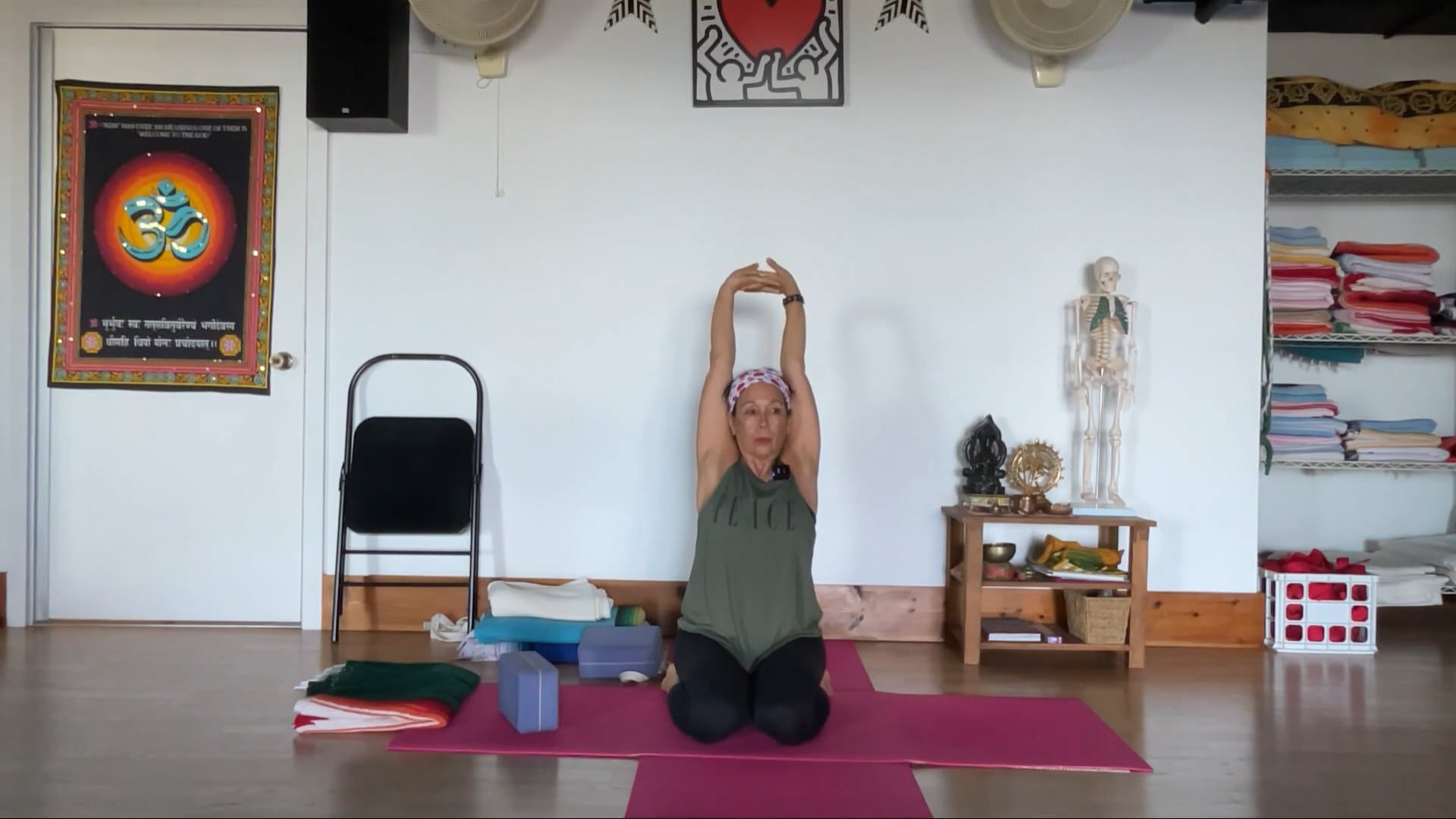 1-8-25 Iyengar Yoga: Focus on the feet up to the neck.  Swastikasna, Virasna, Tadasna, Vrksasana, Halasana, Sarvangasana.