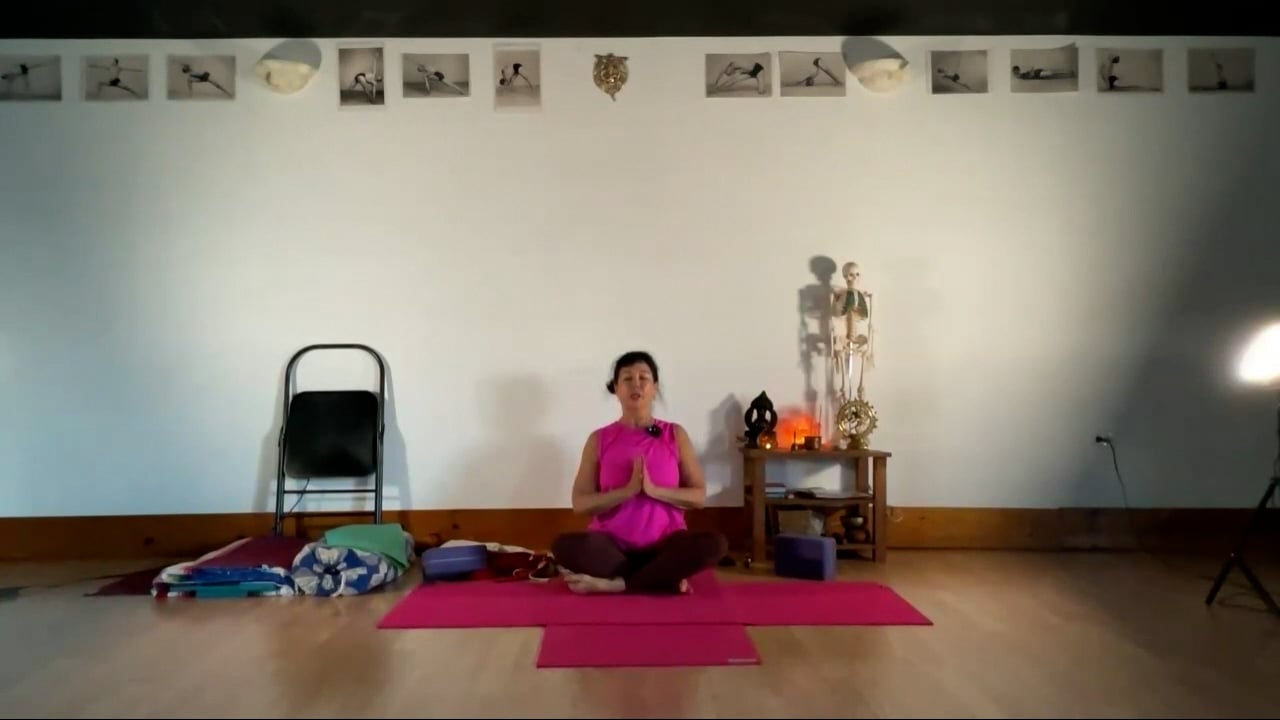 1-27-24  Iyengar Yoga: Focus on the foundational seated twist, horizontally spreading the upper spine.