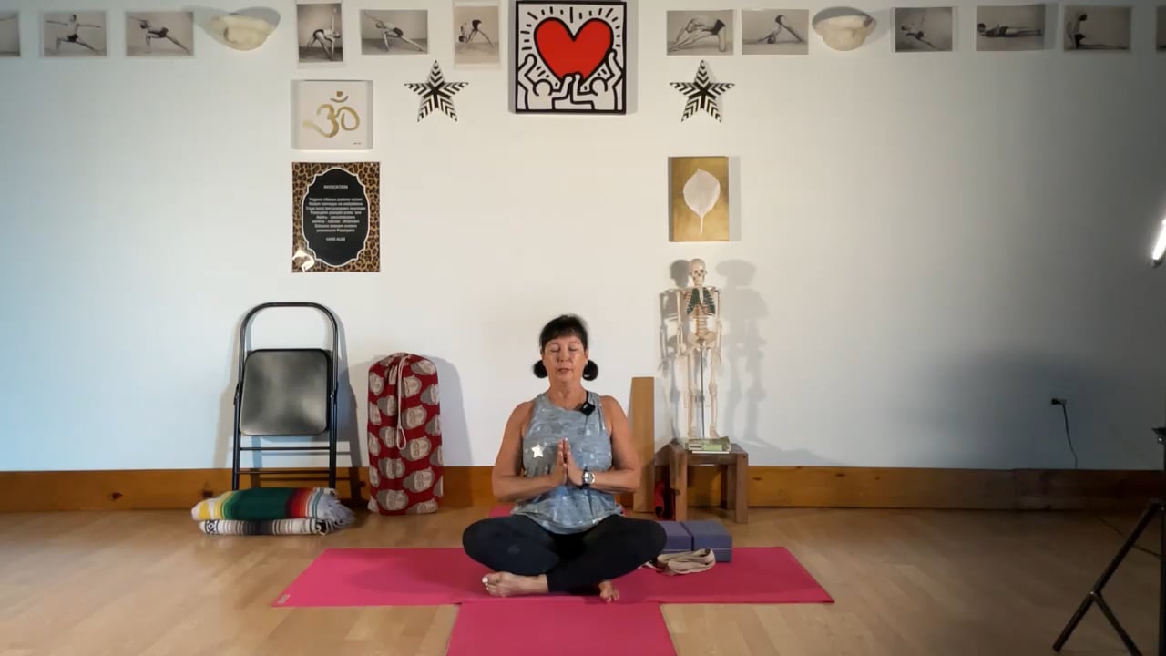 11-4-22  Iyengar Yoga: Grounding buttock to unfold the spine with standing, back arching, balance, inversions, and relaxation.