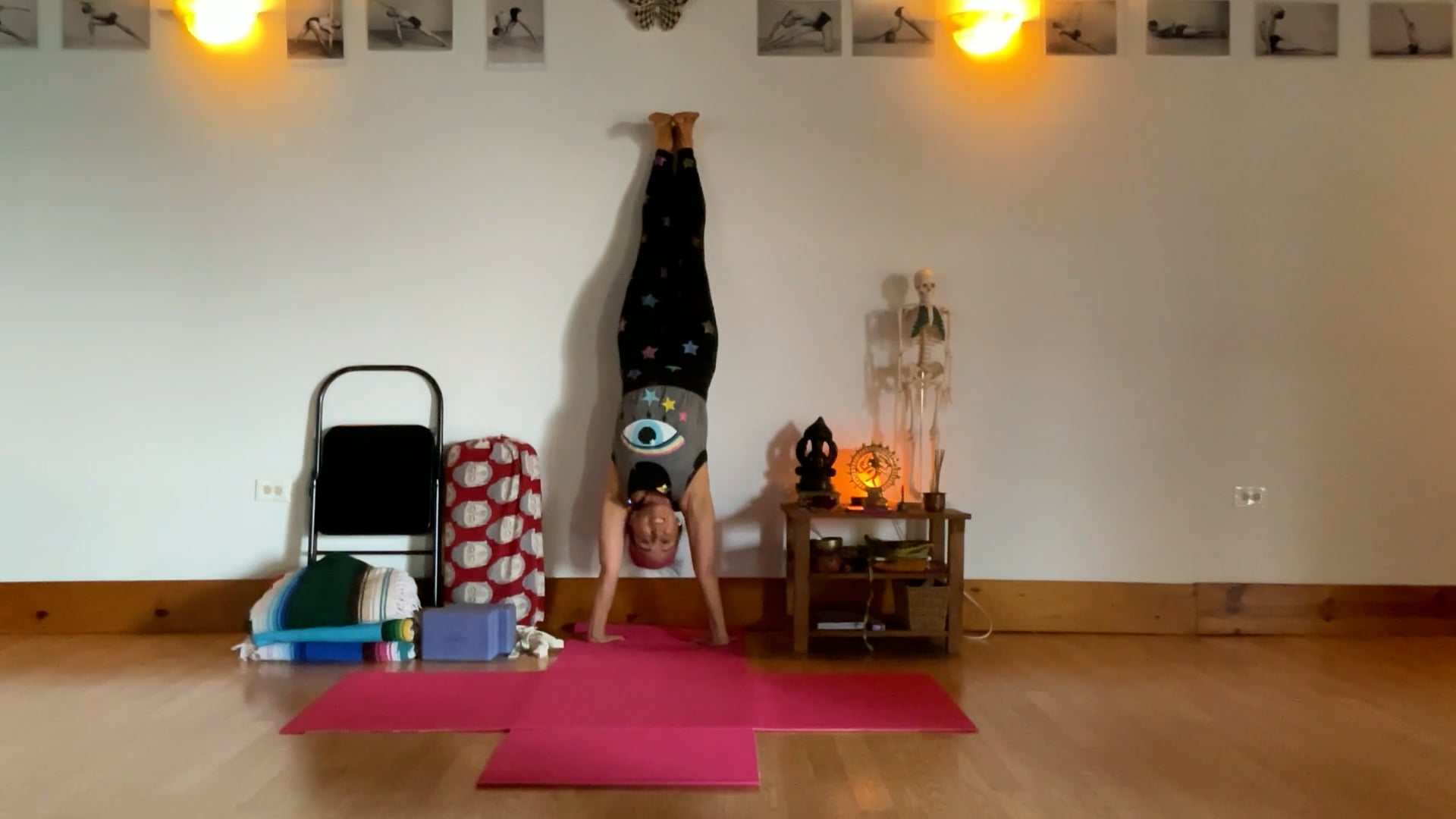 12-27-24 Iyengar Yoga: Focus on sequence building Adho Mukha Vrksasana (handstands) and Ardha Chandrasana (half moon pose).